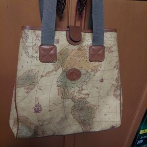 World map Columbus Collection shopping tote 15in x14in 5in expansion